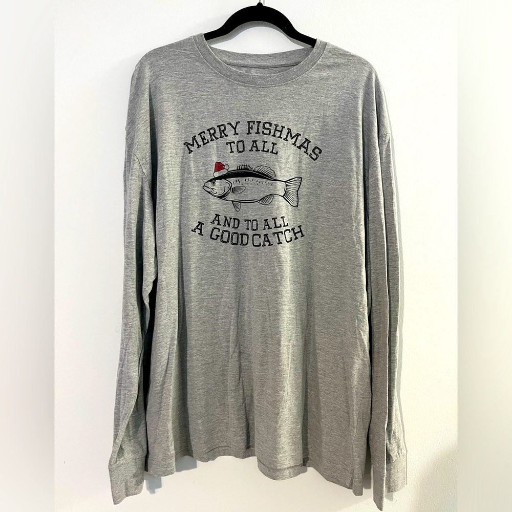 Men’s Christmas Fishing Long Sleeve Top‎ Size 2X